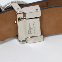 Salvatore Ferragamo Belt Black Gancini Rhinestone Buckle Leather Waist for Women K4074