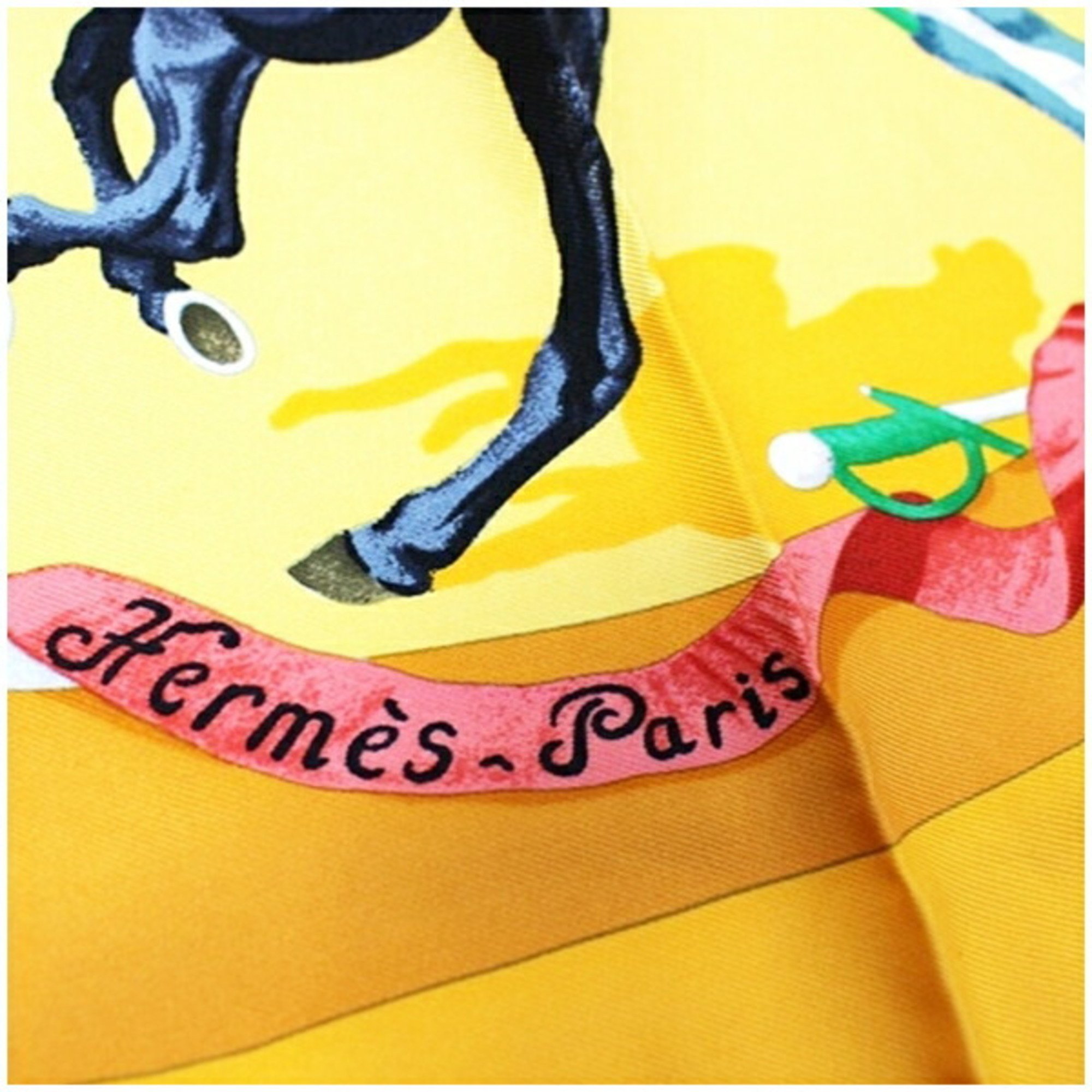 Hermes Silk Scarf Muffler Carre 90 "PLAZA DE TOROS" Bullring Orange HERMES Women's