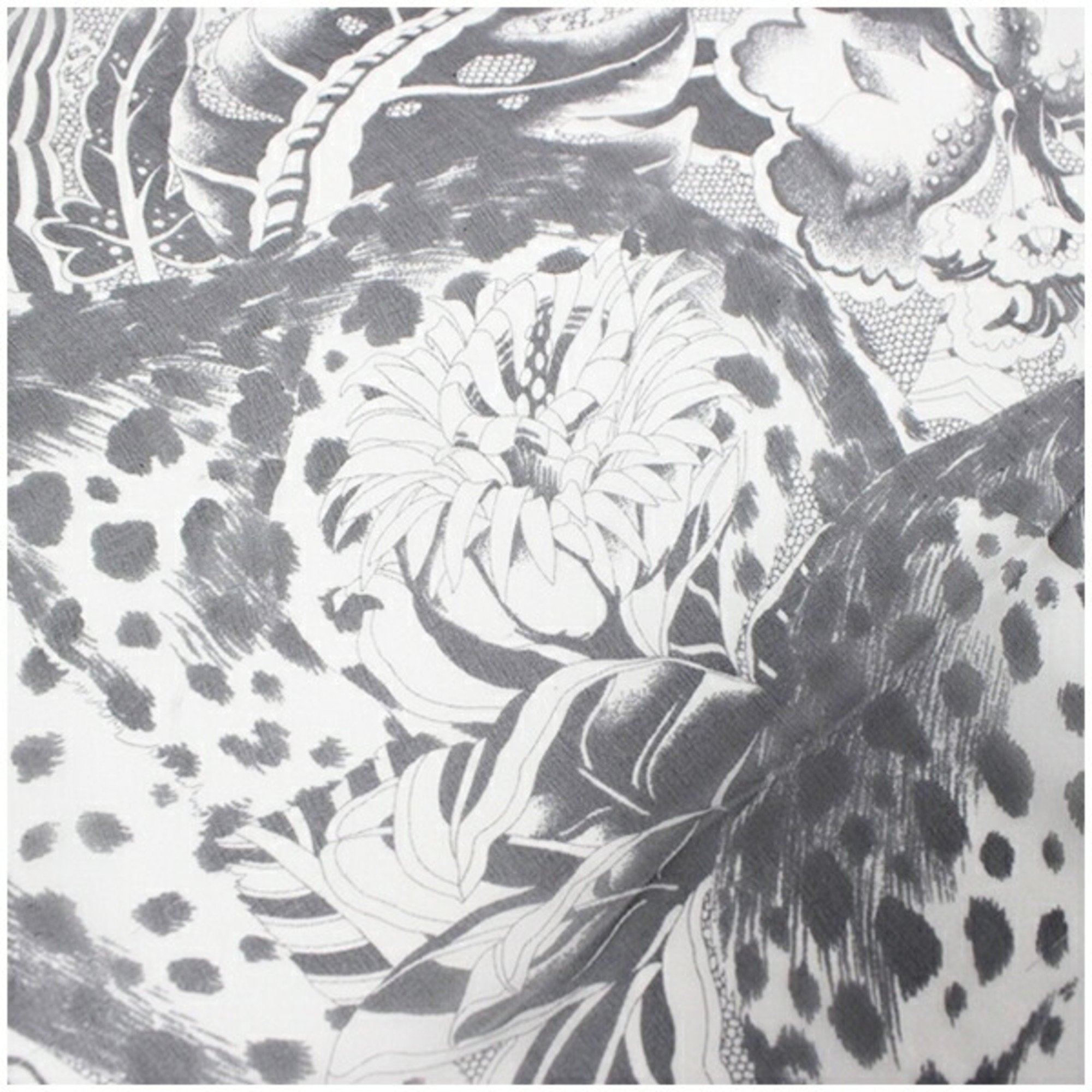 Salvatore Ferragamo Silk Scarf Muffler Stole Leopard Print Ivory x Black Women's
