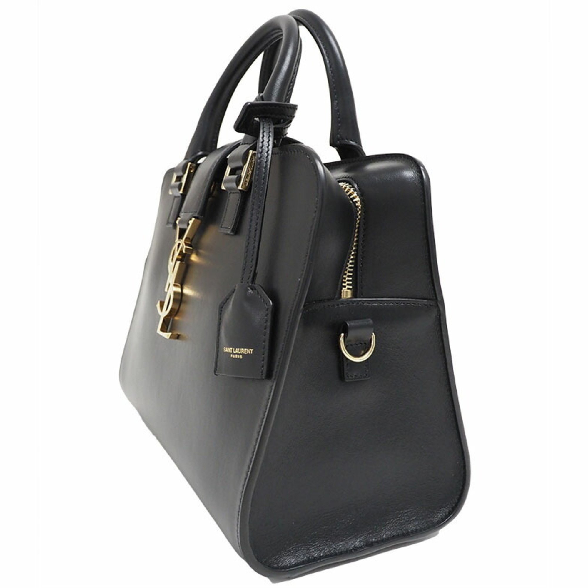 YSL SAINT LAURENT Baby Cabas Handbag Black 568853 Leather Women's