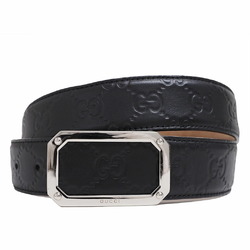 Gucci Square Buckle Belt 35mm 90cm Black Shimmer Leather Men's 403941 GUCCI