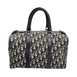 Christian Dior Trotter Boston Bag for Women, Jacquard, Beige, Navy