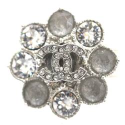 CHANEL Flower motif Coco mark ring silver B16V