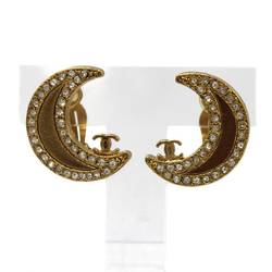 CHANEL Chanel Crescent Moon Motif Coco Mark Earrings 01P Gold Color