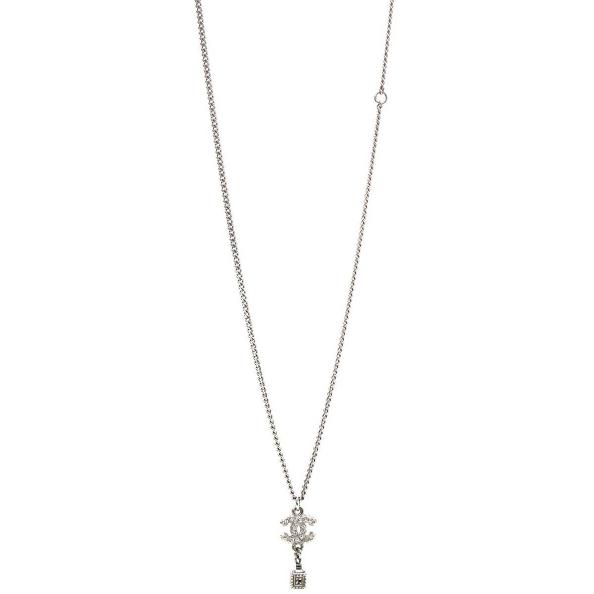 CHANEL Coco Mark Necklace Silver A13K