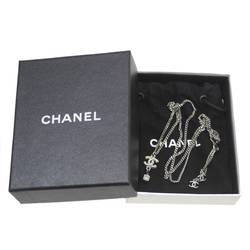 CHANEL Coco Mark Necklace Silver A13K