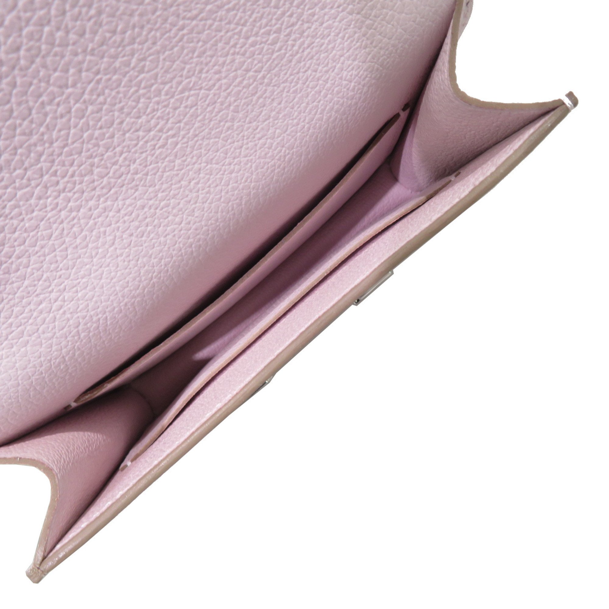 HERMES Constance wallet, coin case, mauve pale/silver hardware, evercolor, B stamp, men's, women's, compact