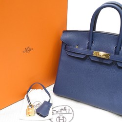 HERMES Hermes Birkin 25 Handbag Blue Navy G Hardware Togo W Engraved Women's Men's Leather