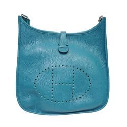 HERMES Evelyn PM Shoulder Bag Blue SV Hardware Taurillon Clemence A195 Women's Men's