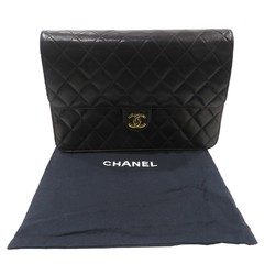 CHANEL Chanel Matelasse Chain Shoulder Bag Black Lambskin Women's Men's