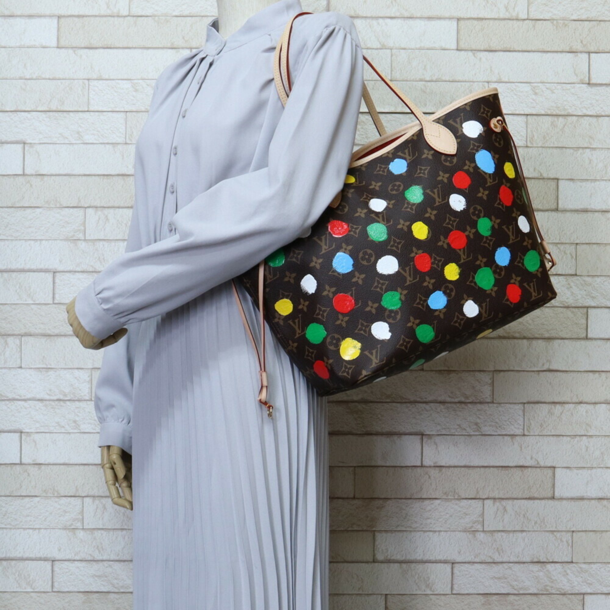 Louis Vuitton Neverfull MM Yayoi Kusama Collaboration Monogram Tote Bag Canvas M46381 Brown Women's LOUIS VUITTON