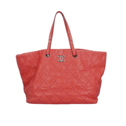 CHANEL On The Road Wild Stitch Tote Bag, Leather, Red, Women's,