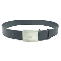 GUCCI Silver Buckle Leather Belt Size 85 Black 114990 Gucci