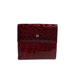 LOEWE Anagram Metal Fittings Leather Bi-fold Wallet Business Card Holder/Card Case Coin Purse Red 19085