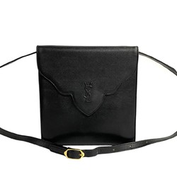 YVES SAINT LAURENT YSL Leather Shoulder Bag Pochette Sacoche Black 79434