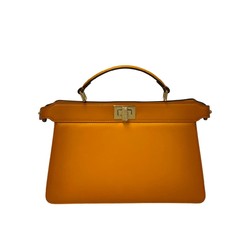 FENDI Peekaboo Iseeu Leather 2way Handbag Shoulder Bag Orange 771-6