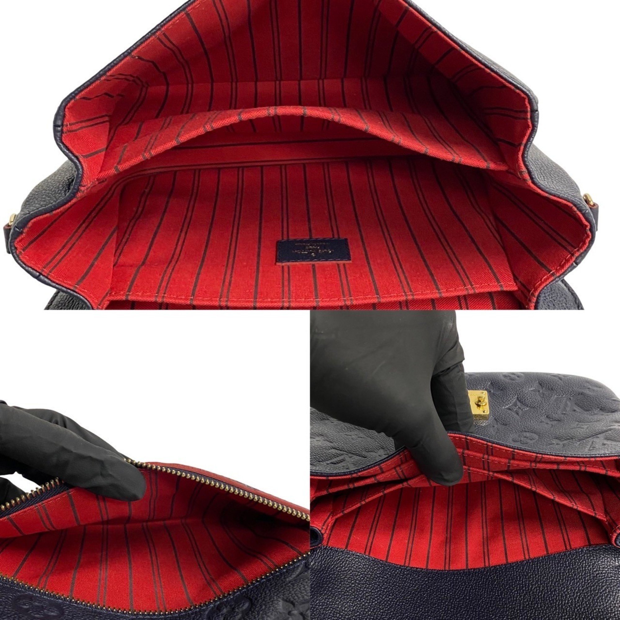 LOUIS VUITTON Louis Vuitton Pochette Metis MM Monogram Empreinte 2way Handbag Shoulder Bag Navy 69739