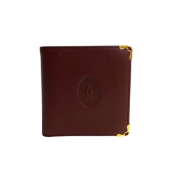 CARTIER Must Line Calf Leather Bi-Fold Wallet Bordeaux 52255