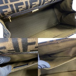 FENDI Zucca pattern FF metal fittings canvas leather 2way handbag shoulder bag brown 21853