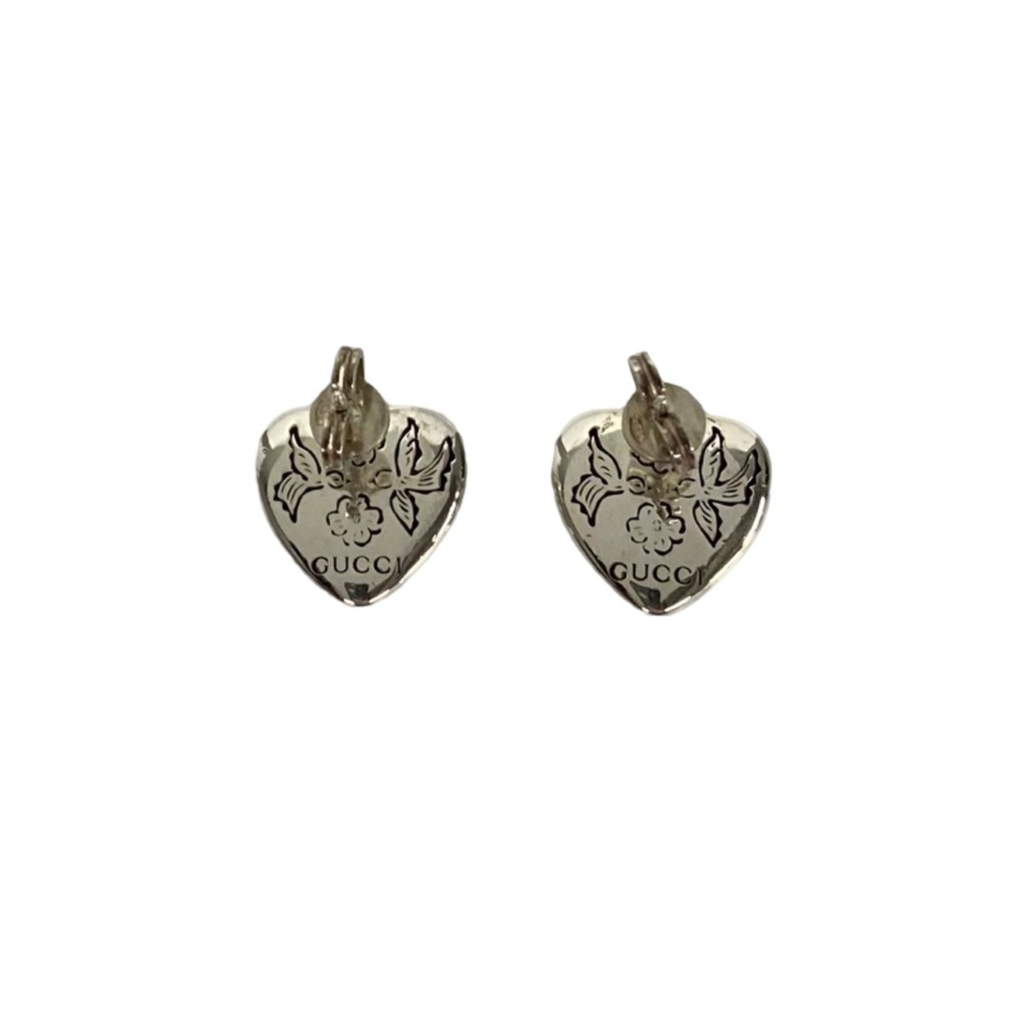 GUCCI Blind for Love Heart Motif Silver 925 Earrings 19409
