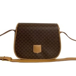 CELINE Macadam Blason Triomphe Pattern Leather Shoulder Bag Pochette Sacoche Brown 27355