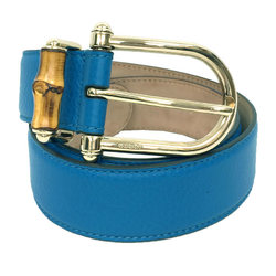 GUCCI Bamboo Belt 282254 525040 Leather Blue 80・32