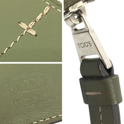 TOD'S Coin Case Card Leather Khaki Wallet