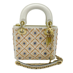 Christian Dior handbag shoulder bag Lady leather ivory x multicolor women's z0824