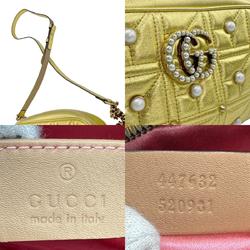 GUCCI Shoulder Bag GG Marmont Leather/Faux Pearl Gold Women's 447632 z0772