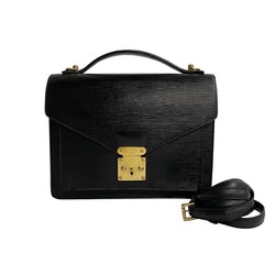 LOUIS VUITTON Monceau Epi Leather 2way Handbag Shoulder Bag Black 28191