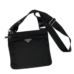 PRADA Prada Triangle Metal Fittings Nylon Shoulder Bag Crossbody Sacoche Pochette Black 28316