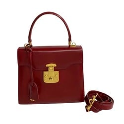 GUCCI Old Gucci Lady Rock Calf Leather 2way Handbag Shoulder Bag Red 45883