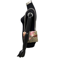 GUCCI Dionysus GG Supreme Flora Flower Leather Chain 2way Semi Shoulder Bag Brown 74177