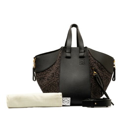LOEWE Hammock Small Handbag Shoulder Bag Black Leather Canvas Women's
