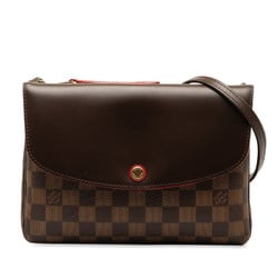 Louis Vuitton Damier Twice Shoulder Bag N48259 Ebene Red PVC Leather Women's LOUIS VUITTON