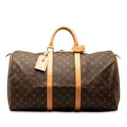 Louis Vuitton Monogram Keepall 50 Boston Bag Travel M41426 Brown PVC Leather Women's LOUIS VUITTON