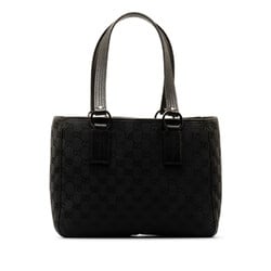 Gucci GG Canvas Handbag Tote Bag 113019 Black Leather Women's GUCCI