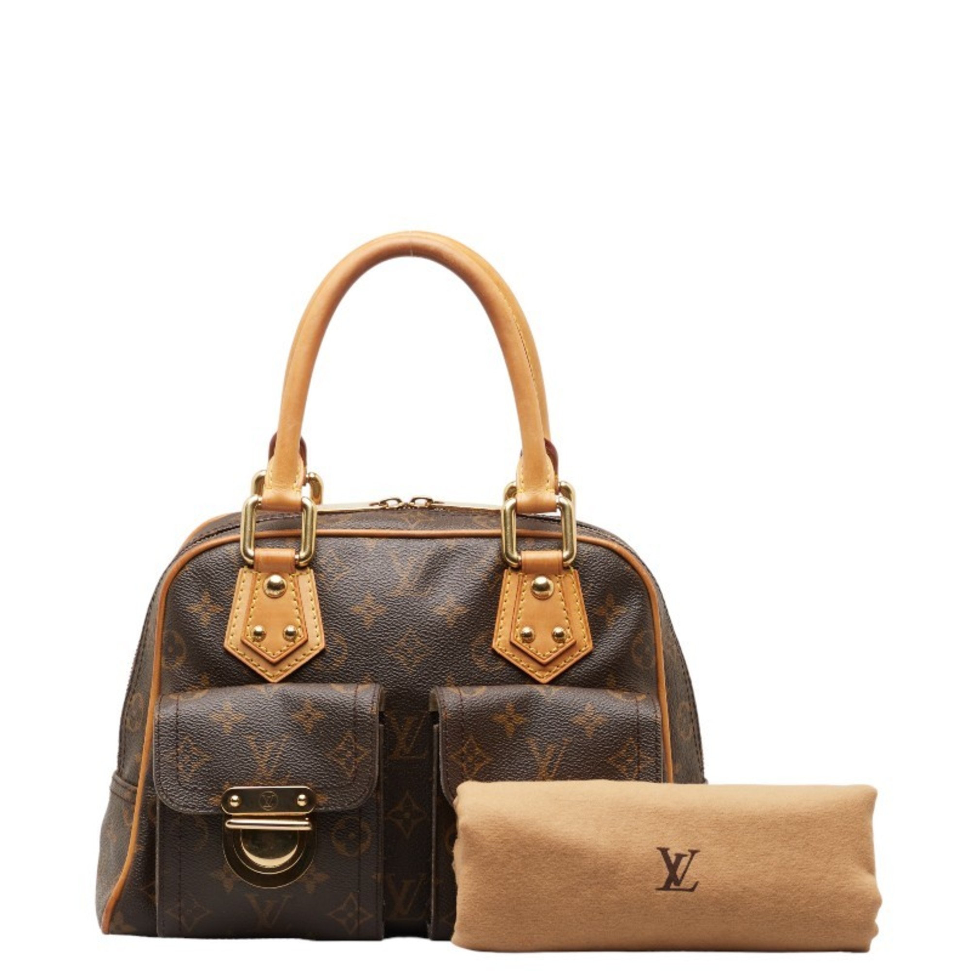 Louis Vuitton Monogram Manhattan PM Handbag M40026 Brown PVC Leather Women's LOUIS VUITTON