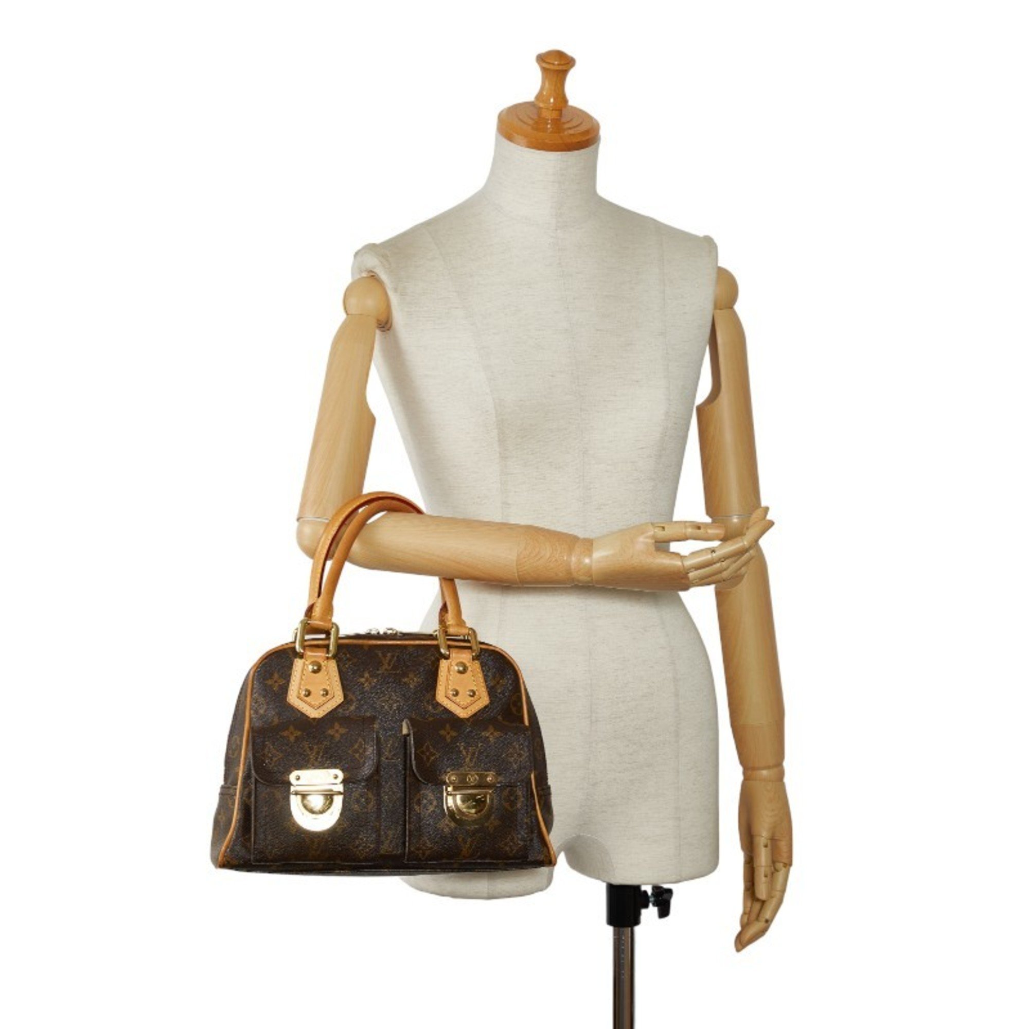 Louis Vuitton Monogram Manhattan PM Handbag M40026 Brown PVC Leather Women's LOUIS VUITTON