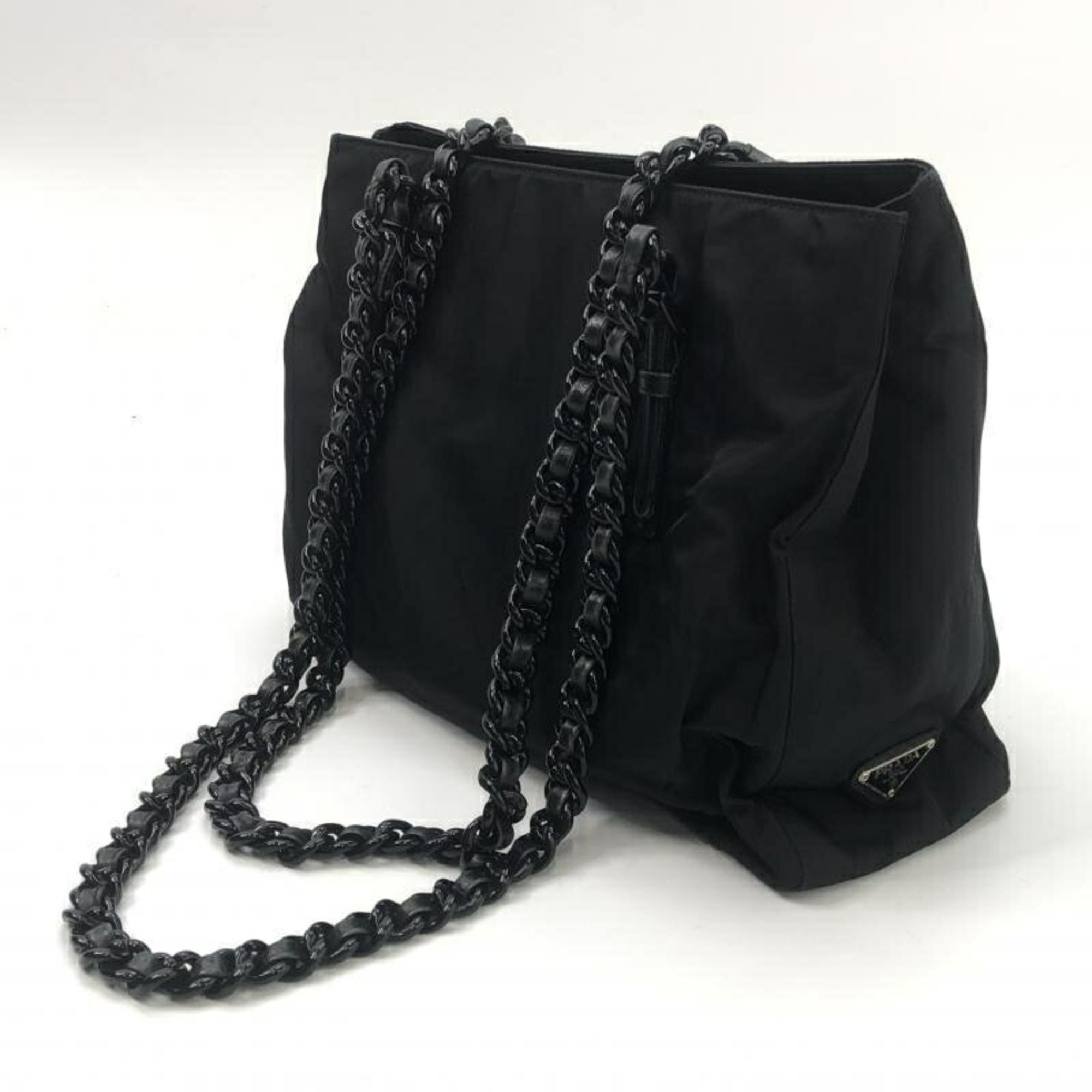 PRADA Plastic Chain Shoulder Tote Bag B7401 Black Prada