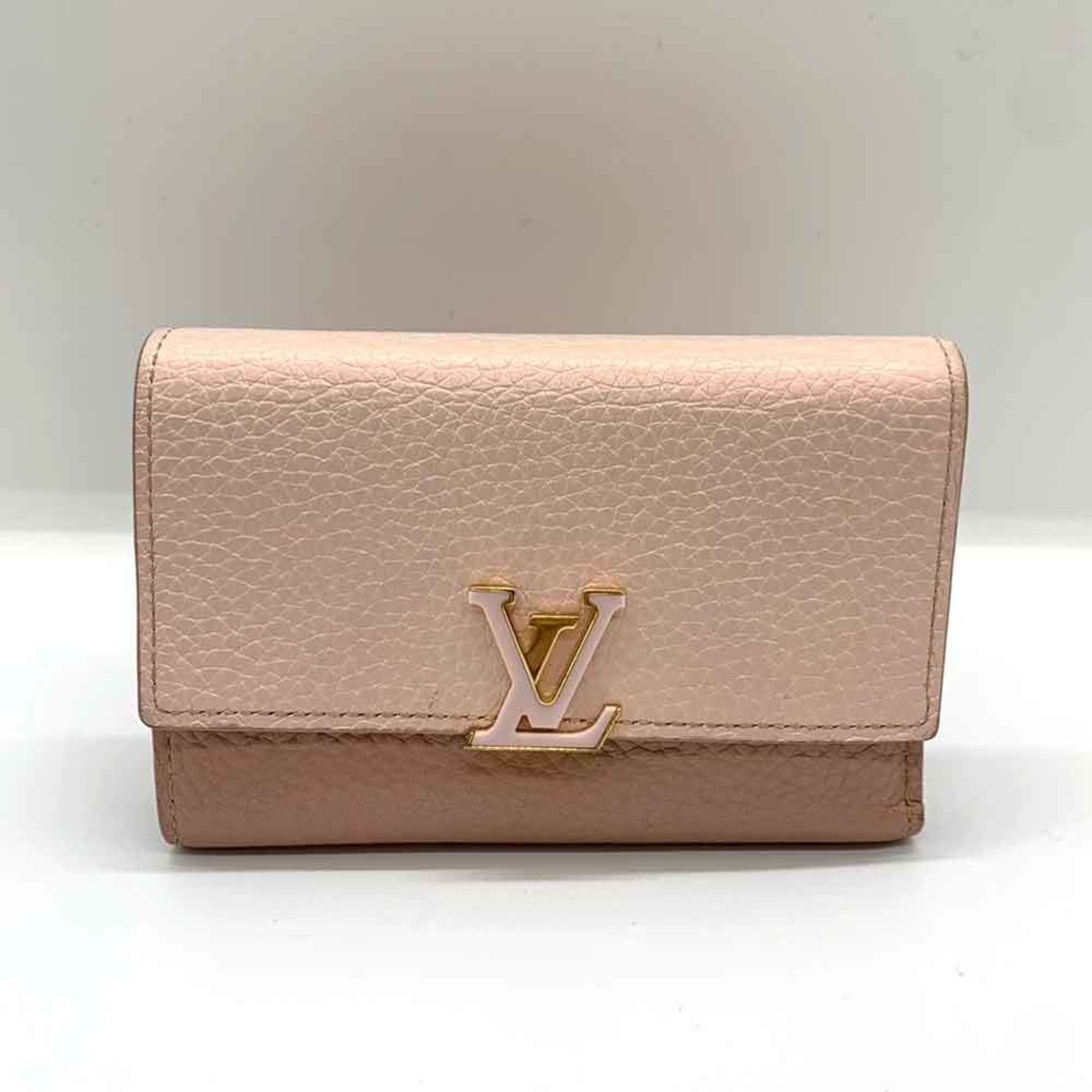 Louis Vuitton Wallet Portefeuille Capucines Compact Metallic Baby Pink x Dusty Tri-fold LV Women's Taurillon Leather M80985 LOUISVUITTON