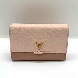 Louis Vuitton Wallet Portefeuille Capucines Compact Metallic Baby Pink x Dusty Tri-fold LV Women's Taurillon Leather M80985 LOUISVUITTON