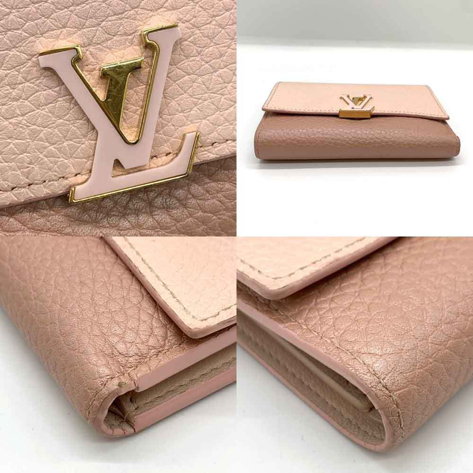 Louis Vuitton Wallet Portefeuille Capucines Compact Metallic Baby Pink x Dusty Tri-fold LV Women's Taurillon Leather M80985 LOUISVUITTON