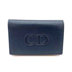 Christian Dior Accessories Business Card Holder/Card Case Navy x Red Holder Square CD Women Men Leather