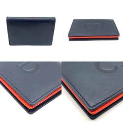 Christian Dior Accessories Business Card Holder/Card Case Navy x Red Holder Square CD Women Men Leather