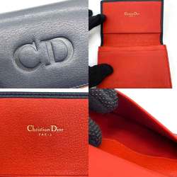 Christian Dior Accessories Business Card Holder/Card Case Navy x Red Holder Square CD Women Men Leather