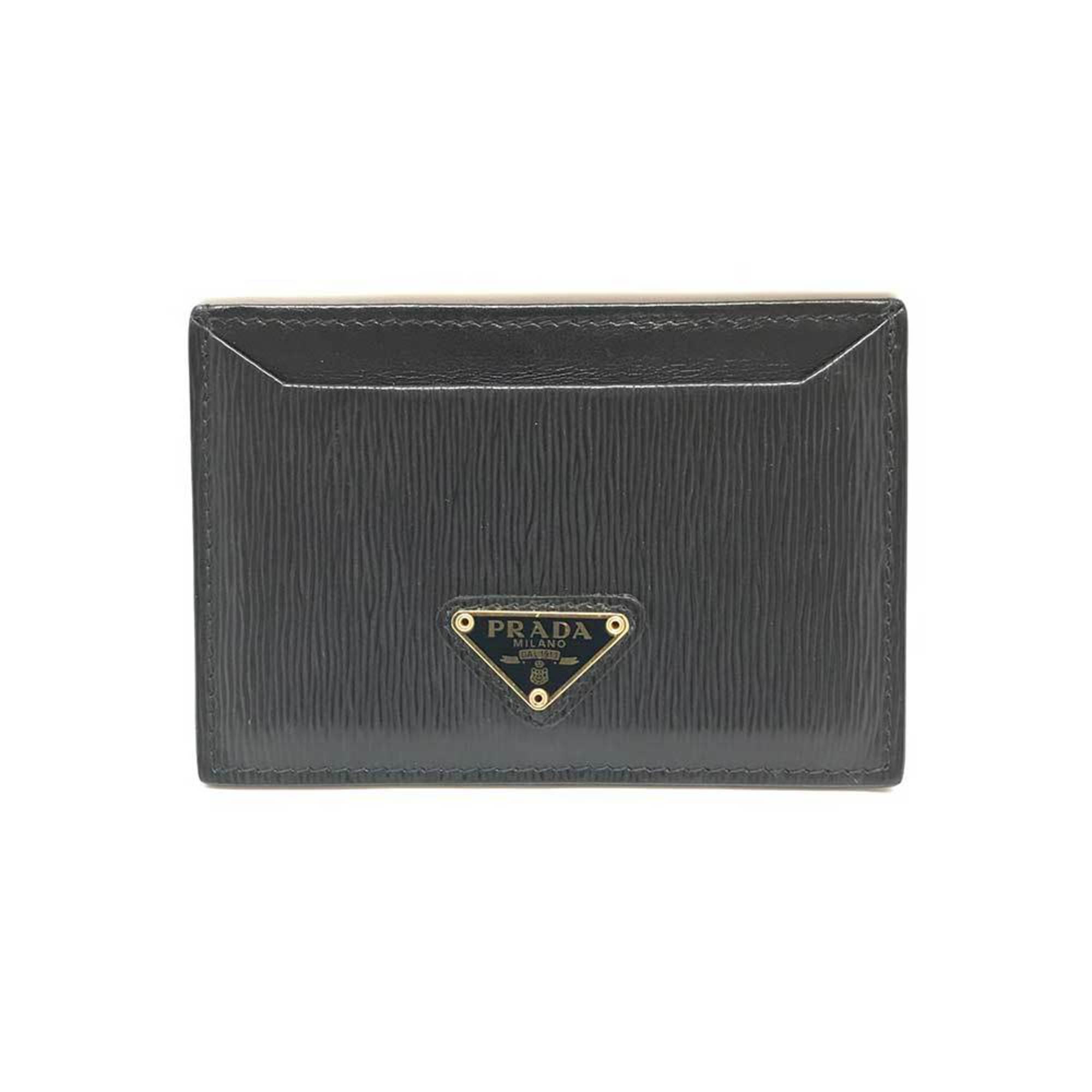 PRADA Business Card Holder/Card Case Leather Pass Black 1MC208