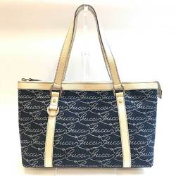 Gucci Tote Bag Canvas Leather Navy 141470 GUCCI