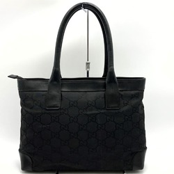 Gucci Tote Bag Handbag GG Pattern Black Nylon Leather 152284 GUCCI