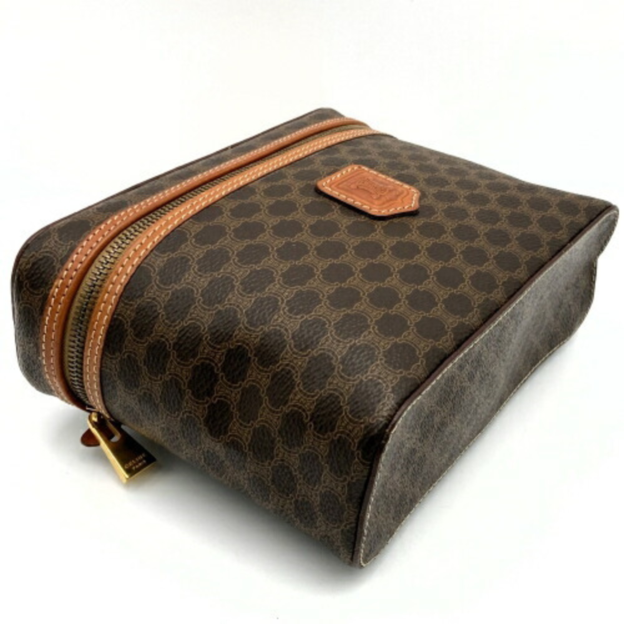 Celine handbag vanity bag with macadam pattern brown leather ladies M95 CELINE